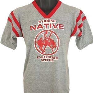 Wyoming Native T Shirt Vintage 70s Rodeo Cowboy Horse Endangered Made In USA